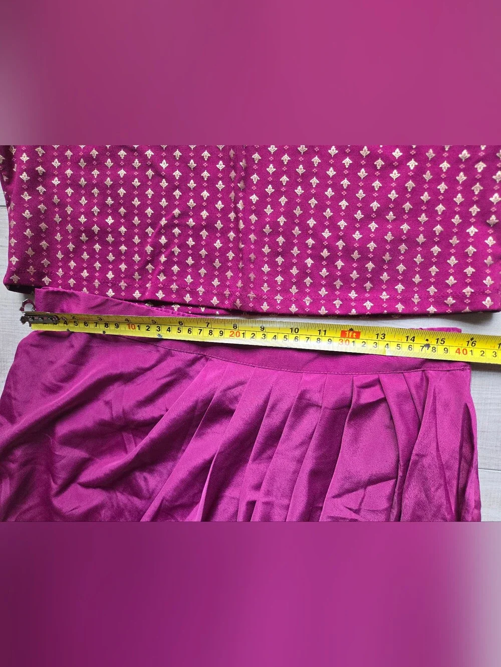 Global Desi Magenta Embellished Open-Front Cape and Dress Lengha Set